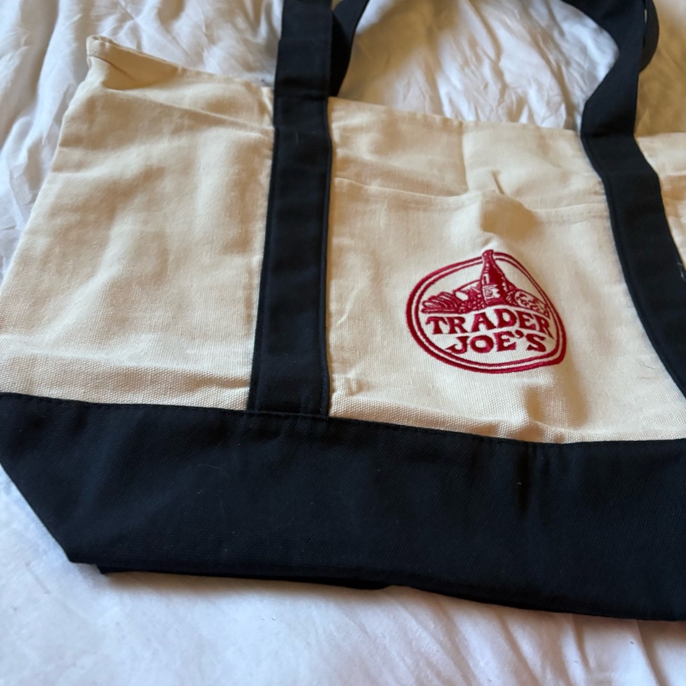 Trader Joe’s large Canvas Tote Bag Blue NEW - Picture 6 of 9